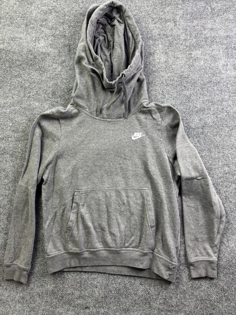 Nike Funnel‎ Hoodie Womens Medium Gray Pullover Fleece Sweatshirt Swoosh Logo